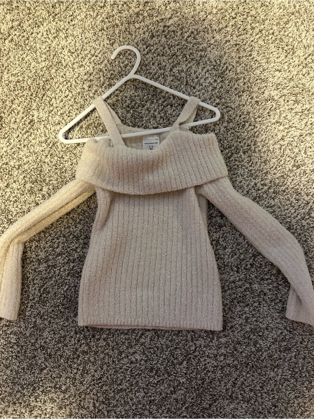 abercrombie kids Cream Off-the-Shoulder Ribbed Sweater